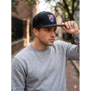 Otto Snap USA Football Hat Black Gray Bottom Snapback Gorpcore Workwear Y2K
